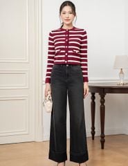 Quần jean nữ ông suông cuốn gấu