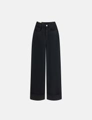 Quần jean nữ ông suông cuốn gấu