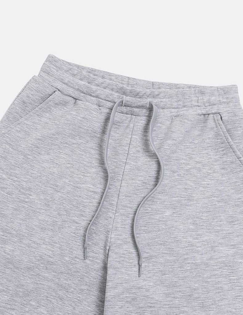 Quần nỉ nữ ống suông sườn gắn mác dệt