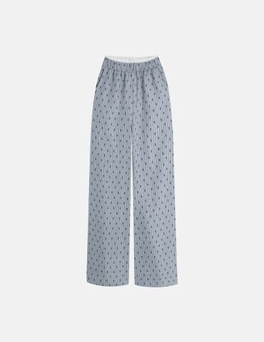 Quần kiểu ống suông nữ cạp phối in hoạ tiết