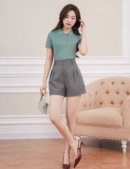Quần short âu nữ công sở cạp diễu chỉ