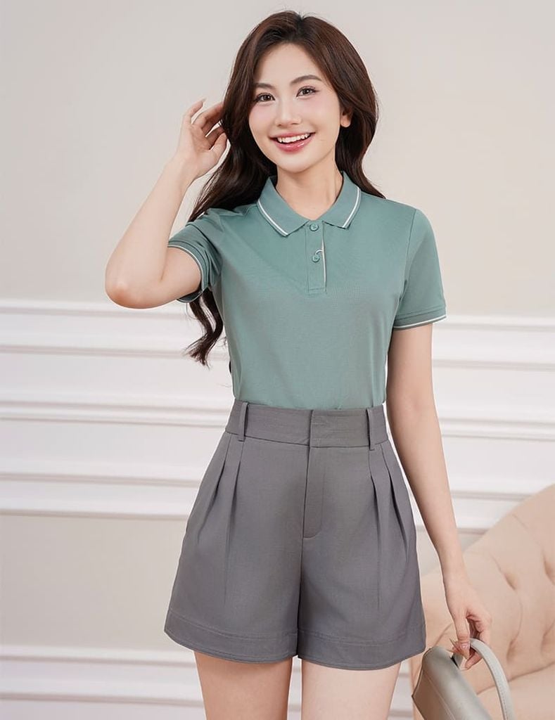 Quần short âu nữ công sở cạp diễu chỉ
