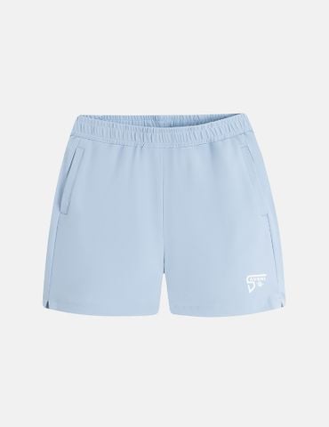 Quần short nữ dệt kim gấu xẻ sườn in trên gấu