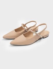 Giày búp bê mũi nhọn phối dây trang trí