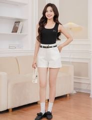Quần short jean nữ cạp cao 2 khuy không kèm đai
