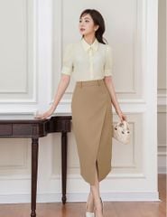 Áo sơ mi nữ ngắn tay cổ hai lớp