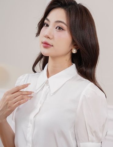Áo sơ mi nữ ngắn tay cổ hai lớp