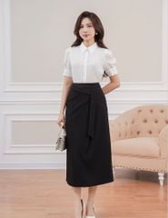 Áo sơ mi nữ ngắn tay cổ hai lớp