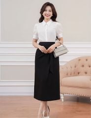 Áo sơ mi nữ ngắn tay cổ hai lớp
