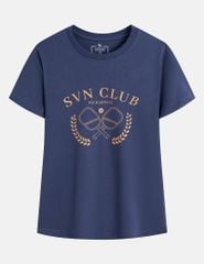 Áo thun nữ ngắn tay cổ tròn hình in trước ngực
