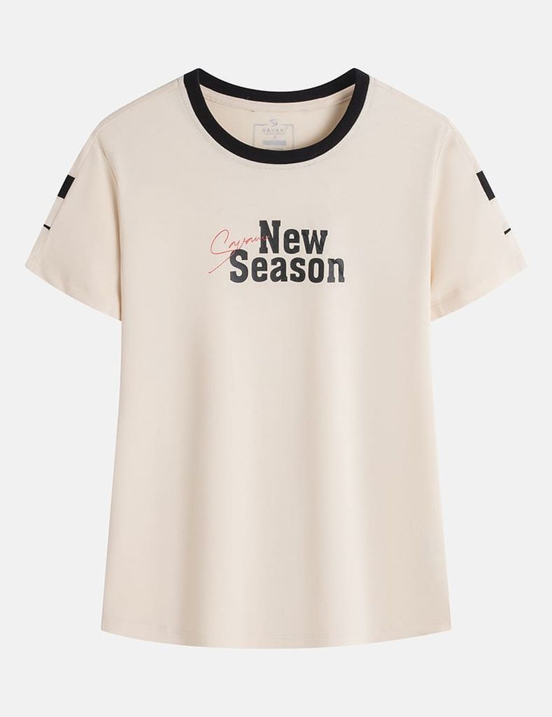 Áo thun ngắn tay cổ tròn nữ hình in trước ngực