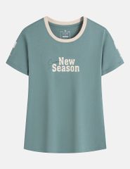 Áo thun ngắn tay cổ tròn nữ hình in trước ngực