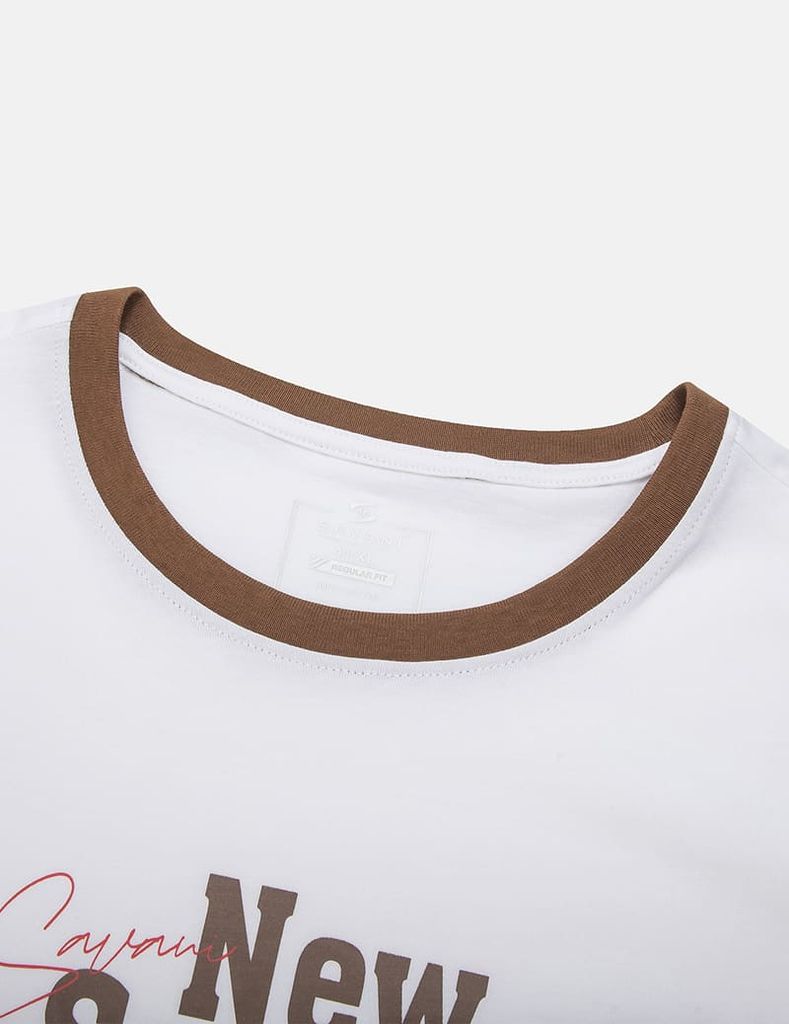 Áo thun ngắn tay cổ tròn nam hình in trước ngực