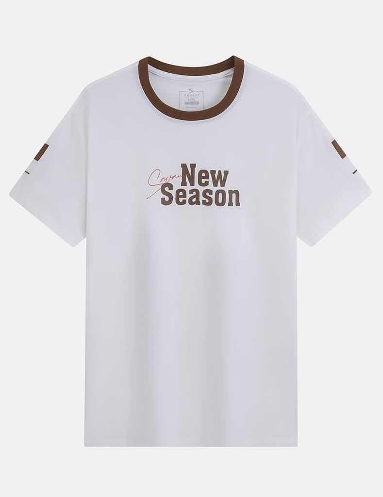 Áo thun ngắn tay cổ tròn nam hình in trước ngực