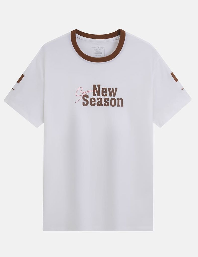 Áo thun ngắn tay cổ tròn nữ hình in trước ngực