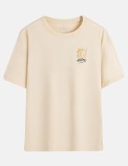 Áo thun ngắn tay cổ tròn nữ hình in trước ngực dáng suông rộng