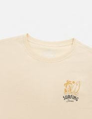 Áo thun ngắn tay cổ tròn nữ hình in trước ngực dáng suông rộng