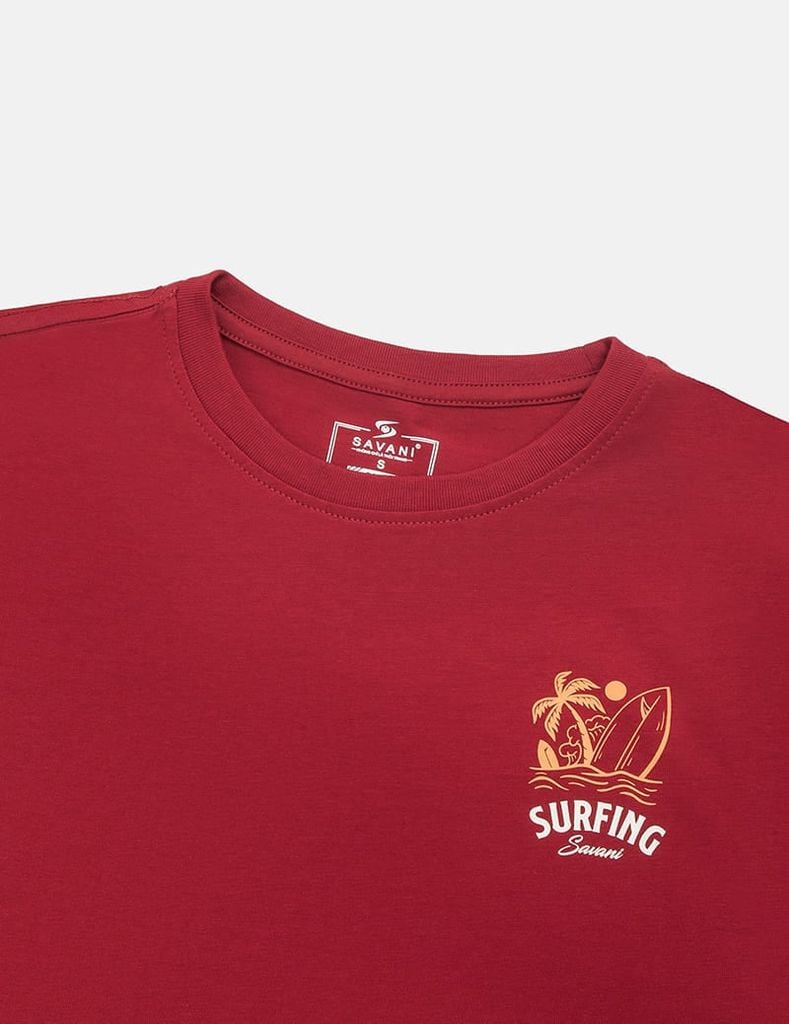 Áo thun ngắn tay cổ tròn nữ hình in trước ngực dáng suông rộng