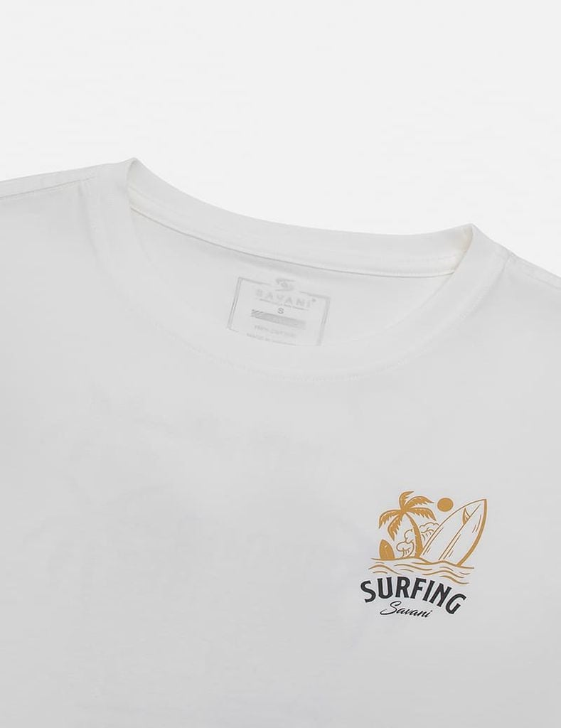 Áo thun ngắn tay cổ tròn nữ hình in trước ngực dáng suông rộng