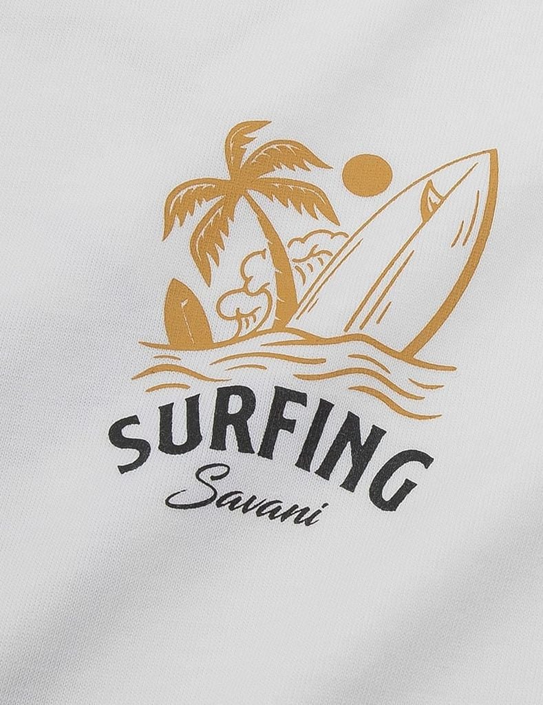 Áo thun ngắn tay cổ tròn nữ hình in trước ngực dáng suông rộng