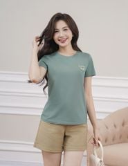 Áo t-shirt ngắn tay nữ cổ tròn in trước ngực