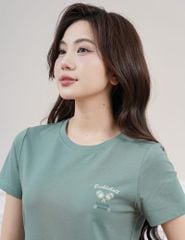 Áo t-shirt ngắn tay nữ cổ tròn in trước ngực
