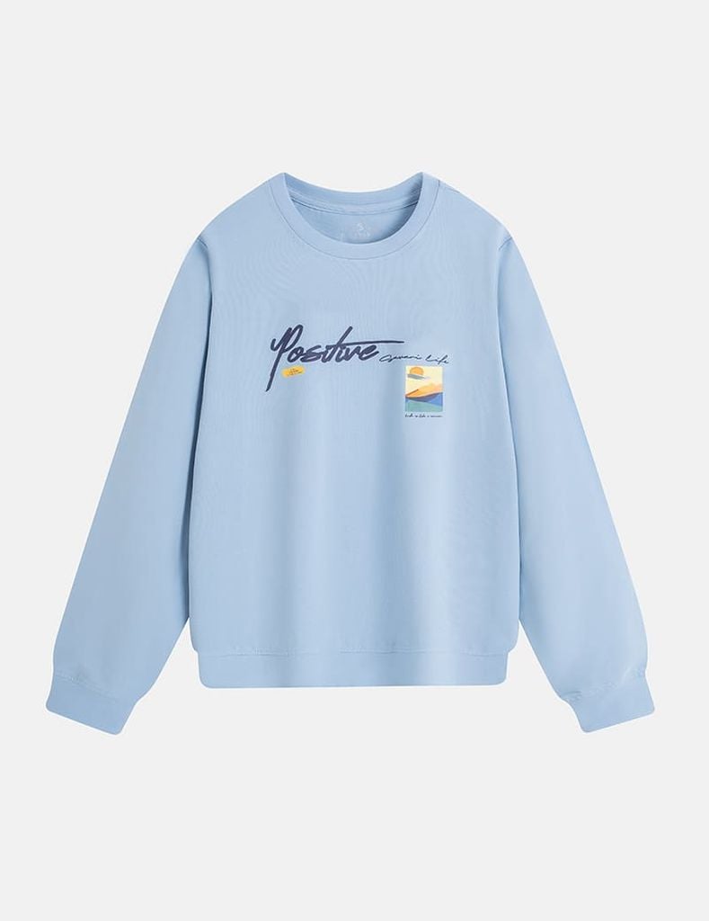 Áo thun nữ dài tay cổ tròn hình in trước ngực