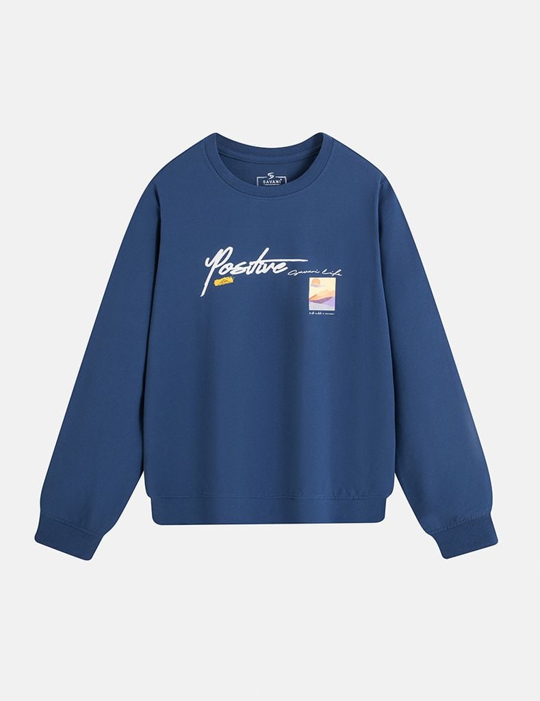 Áo thun nữ dài tay cổ tròn hình in trước ngực