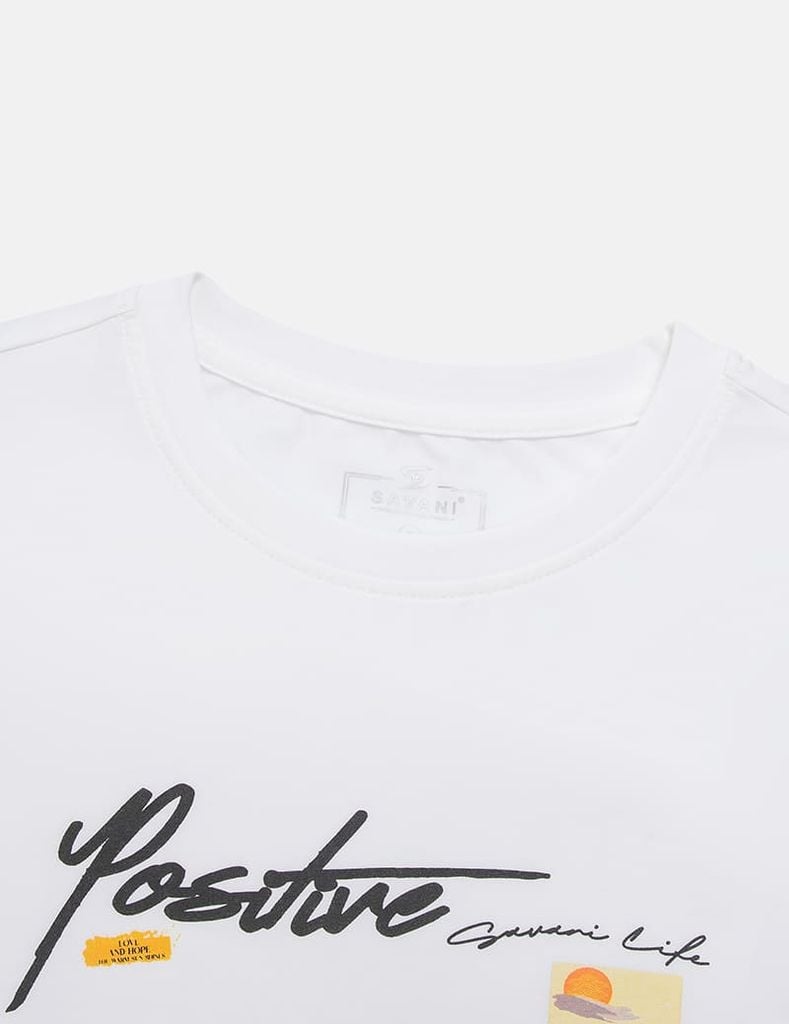 Áo thun nữ dài tay cổ tròn hình in trước ngực