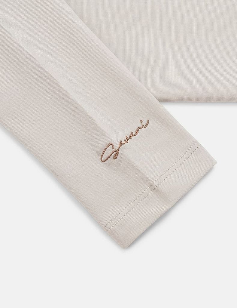 Áo thun dài tay cổ tròn nữ thêu logo