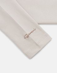 Áo thun dài tay cổ tròn nữ thêu logo