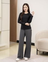 Áo thun dài tay cổ tròn nữ thêu logo