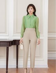 Quần âu nữ ống đứng cạp gân bản to