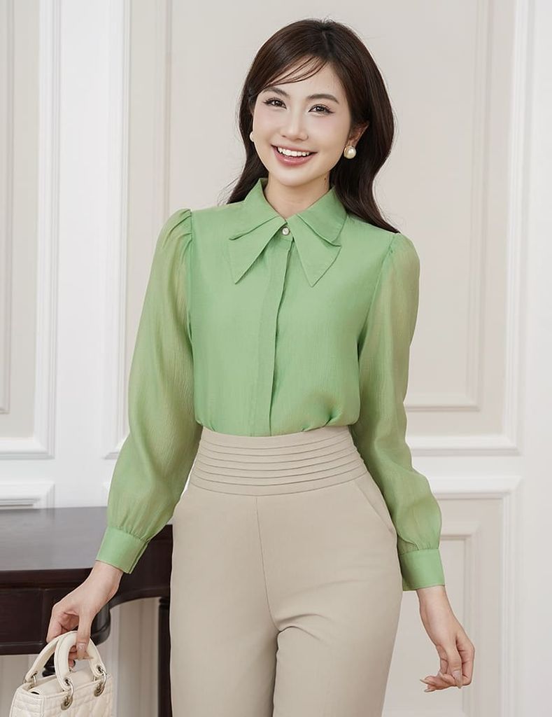 Quần âu nữ ống đứng cạp gân bản to