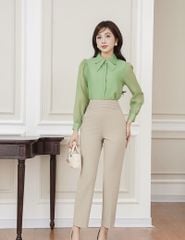 Quần âu nữ ống đứng cạp gân bản to