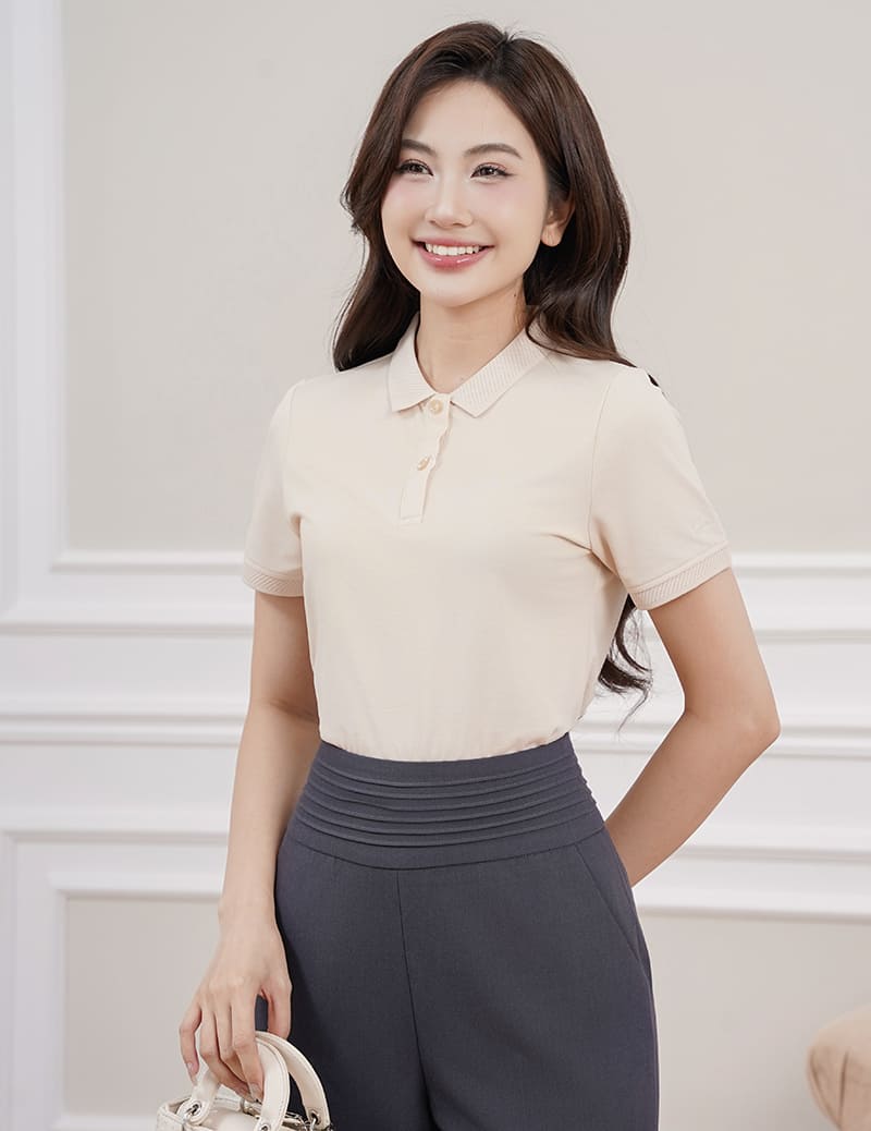 Quần âu nữ ống đứng cạp gân bản to