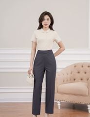 Quần âu nữ ống đứng cạp gân bản to