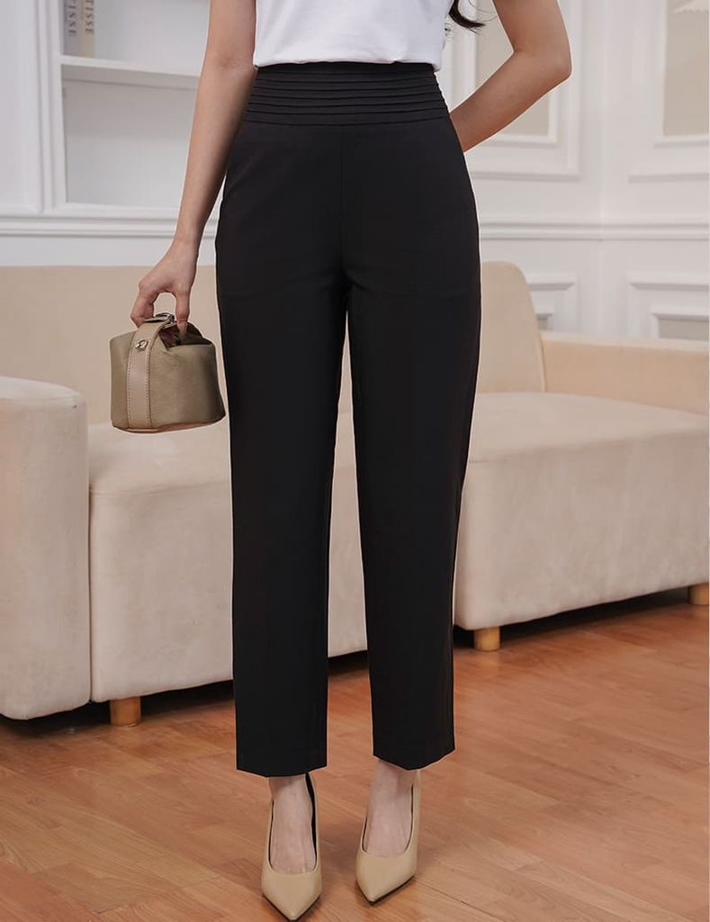 Quần âu nữ ống đứng cạp gân bản to