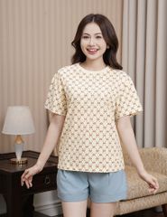 Áo T-shirt ngắn tay cổ tròn in monogram