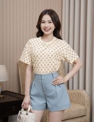 Áo T-shirt ngắn tay cổ tròn in monogram
