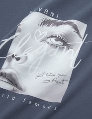 Áo T-shirt nữ ngắn tay cổ tròn hình in trước