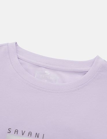 Áo T-shirt nữ ngắn tay cổ tròn hình in trước