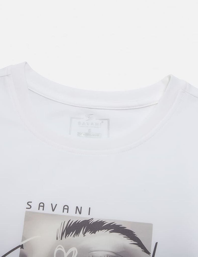 Áo T-shirt nữ ngắn tay cổ tròn hình in trước