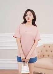 Áo t-shirt ngắn tay nữ cổ tròn in trước ngực