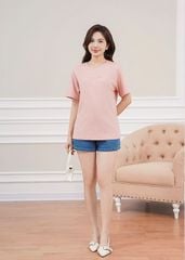Áo t-shirt ngắn tay nữ cổ tròn in trước ngực