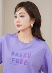 Áo t-shirt ngắn tay cổ tròn nữ croptop hình in trước ngực