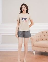 Áo t-shirt nữ ngắn tay cổ tròn in thân trước