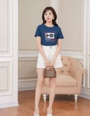 Áo t-shirt nữ ngắn tay cổ tròn in thân trước