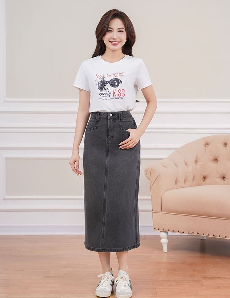 Áo t-shirt nữ ngắn tay cổ tròn in thân trước
