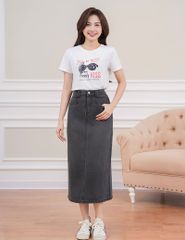 Áo t-shirt nữ ngắn tay cổ tròn in thân trước